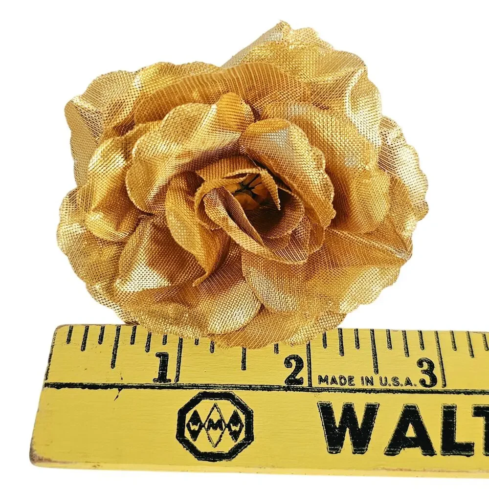 70 Gold Artificial Silk Rose Heads 3 Inch Wedding Craft Floral Decor Flowers DIY